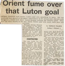 Match Report: Luton Town FC vs Orient (6th Jan 1973)
