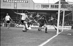 John Ryan fails to get his toe on the ball