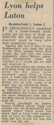 Match Report: Huddersfield Town vs Luton Town FC (20th Jan 1973)