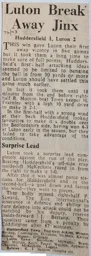 Match Report: Huddersfield Town vs Luton Town FC (20th Jan 1973)