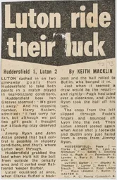 Match Report: Huddersfield Town vs Luton Town FC (20th Jan 1973)