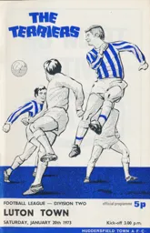 Programme: Huddersfield Town vs Luton Town FC (20th Jan 1973)