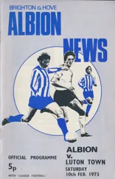 Programme: Brighton & Hove Albion vs Luton Town FC (10th Feb 1973)