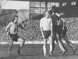 Alan Garner is congratulated after his goal
