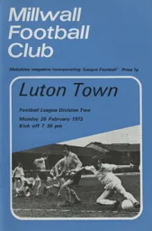 Programme: Millwall vs Luton Town FC (26th Feb 1973)