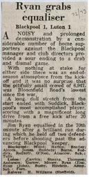Match Report: Blackpool vs Luton Town FC (3rd Mar 1973)