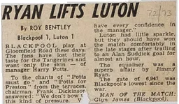 Match Report: Blackpool vs Luton Town FC (3rd Mar 1973)