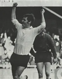 Don Shanks celbrates his goal