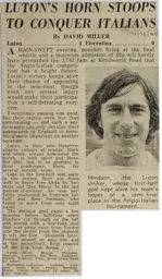 Match Report: Luton Town FC vs Fiorentina (4th Apr 1973)