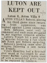 Match Report: Luton Town FC vs Aston Villa (21st Apr 1973)
