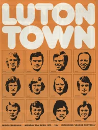 Programme: Luton Town FC vs Middlesbrough (23rd Apr 1973)