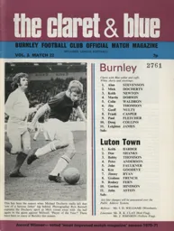 Programme: Burnley vs Luton Town FC (24th Apr 1973)