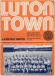 Programme: Luton Town FC vs Carlisle United (1st Sep 1973)