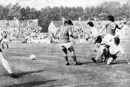 Action in the Luton goalmouth