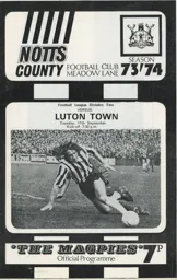 Programme: Notts County vs Luton Town FC (11th Sep 1973)