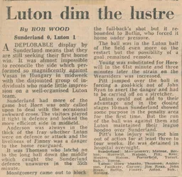 Match Report: Sunderland vs Luton Town FC (22nd Sep 1973)
