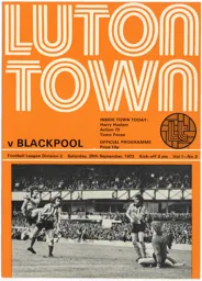 Programme: Luton Town FC vs Blackpool (29th Sep 1973)