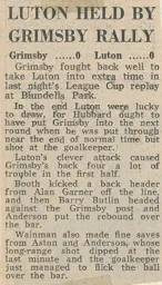 Match Report: Grimsby Town vs Luton Town FC (16th Oct 1973)