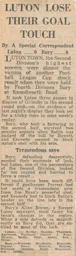 Match Report: Luton Town FC vs Bury (31st Oct 1973)