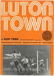 Programme: Luton Town FC vs Bury (31st Oct 1973)