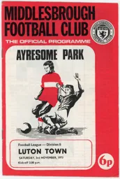 Programme: Middlesbrough vs Luton Town FC (3rd Nov 1973)