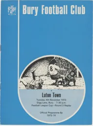 Programme: Bury vs Luton Town FC (6th Nov 1973)