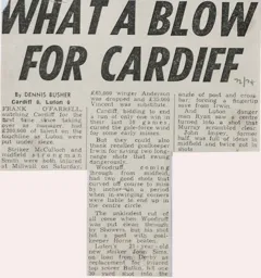 Match Report: Cardiff City vs Luton Town FC (14th Nov 1973)