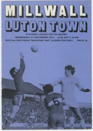 Programme: Millwall vs Luton Town FC (21st Nov 1973)
