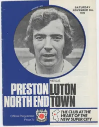 Programme: Preston North End vs Luton Town FC (24th Nov 1973)