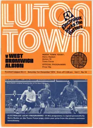 Programme: Luton Town FC vs West Bromwich Albion (1st Dec 1973)