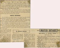 Match Report: Millwall vs Luton Town FC (8th Dec 1973)