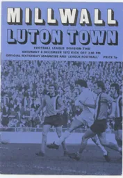 Programme: Millwall vs Luton Town FC (8th Dec 1973)