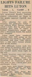 Match Report: Luton Town FC vs Cardiff City (12th Dec 1973)
