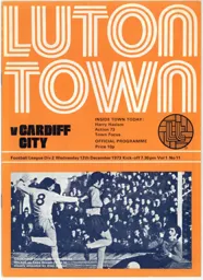 Programme: Luton Town FC vs Cardiff City (12th Dec 1973)