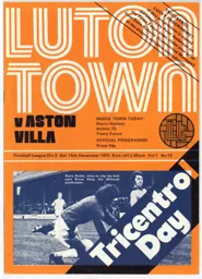 Programme: Luton Town FC vs Aston Villa (15th Dec 1973)