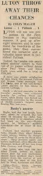 Match Report: Luton Town FC vs Fulham (26th Dec 1973)