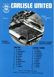 Programme: Carlisle United vs Luton Town FC (1st Jan 1974)