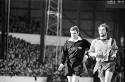 Tom Finney alongside referee Jack Taylor