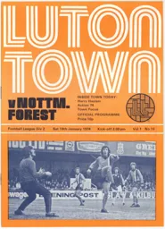Programme: Luton Town FC vs Nottingham Forest (19th Jan 1974)