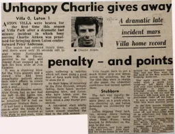 Match Report: Aston Villa vs Luton Town FC (2nd Feb 1974)
