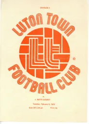 Programme: Luton Town FC vs Notts County (5th Feb 1974)