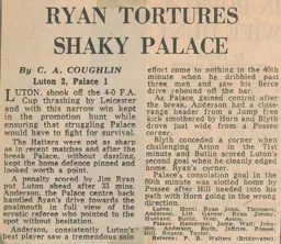Match Report: Luton Town FC vs Crystal Palace (23rd Feb 1974)
