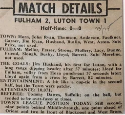 Match Report: Fulham vs Luton Town FC (5th Mar 1974)