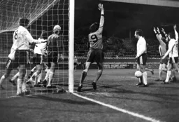 Luton players celebrate Husband's goal