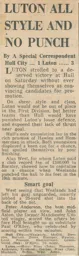 Match Report: Hull City vs Luton Town FC (9th Mar 1974)