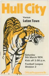 Programme: Hull City vs Luton Town FC (9th Mar 1974)