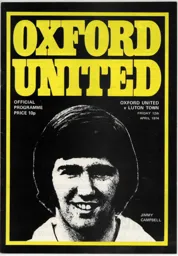 Programme: Oxford United vs Luton Town FC (12th Apr 1974)