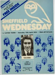 Programme: Sheffield Wednesday vs Luton Town FC (13th Apr 1974)