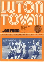 Programme: Luton Town FC vs Oxford United (16th Apr 1974)