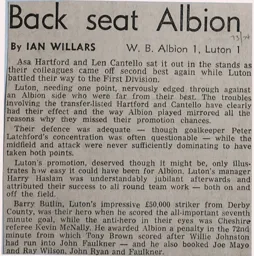 Match Report: West Bromwich Albion vs Luton Town FC (27th Apr 1974)